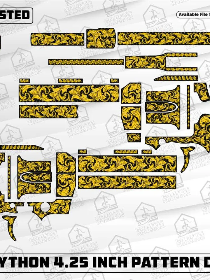 Colt Python 4.25 Inch Scroll Design SVG | Laser Cut File