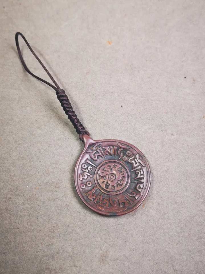Gandhanra Antique Tibetan Buddhist Protective Amulet Pendant,SIPAHO(srid pa ho),Om Mani Padme Hum,70 Years Old