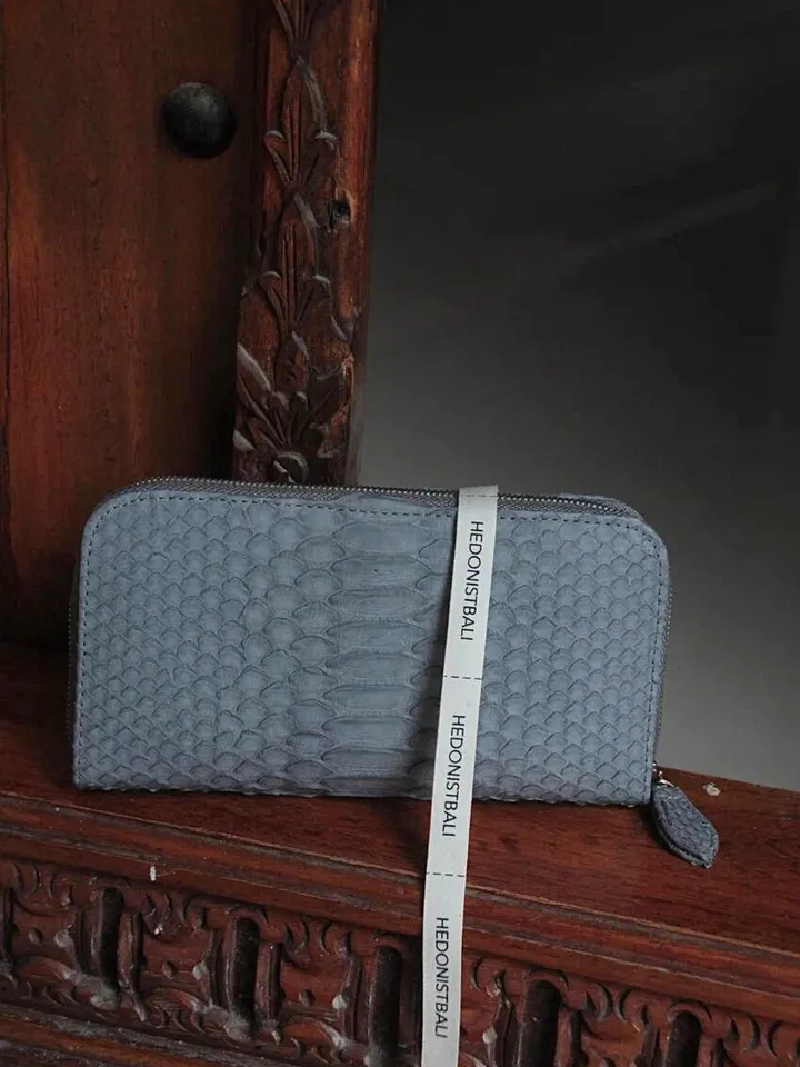 Genuine Python Skin Wallet | Money Wallet Genuine Leather Big Unisex | Python Leather Wallet Organizer Gray Woman | Money Documents Holder