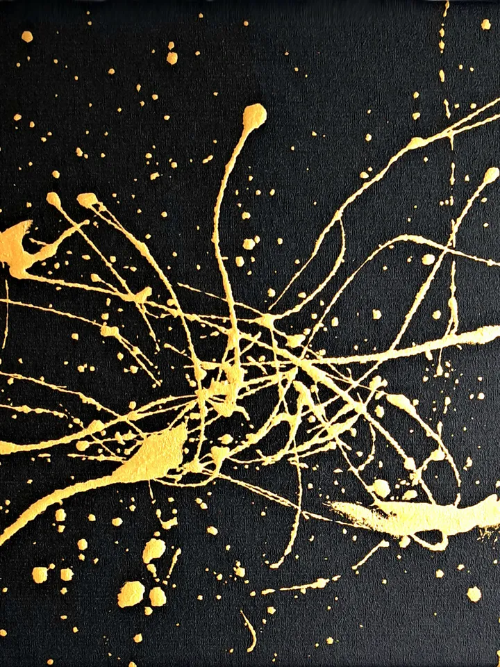 "Birth of the Galaxy" interior oil painting on canvas gold and black abstraction modern art