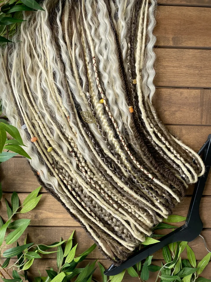 Brown and blonde boho style synthetic curly De dreadlocks and braids Ready to Ship