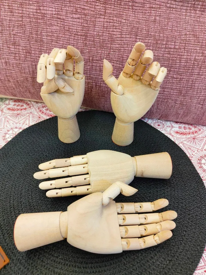 Artistic wooden mannequin 7" 18cm LEFT hand,artist model man 12",sketch mannequin,ring display,Rotating hand ornamentation,skeleton hand