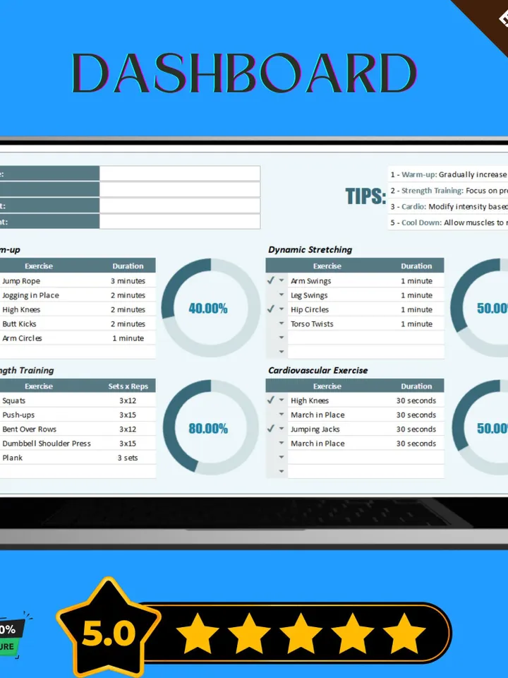 Fitness Workout Template, Editable Google Sheets, Digital Download for Personalized Fitness Planning & Progress Tracking