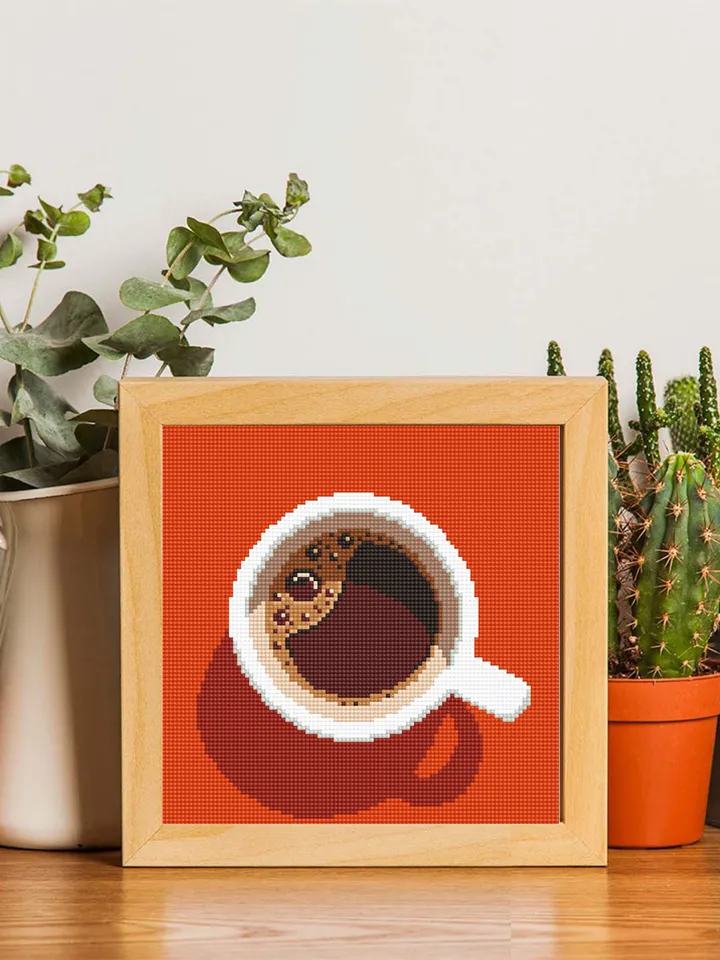 Coffee cross stitch pattern PDF download Kitchen cross stitch chart, Small coffee cup beginner embroidery PDF, Funny Coffee home decor #F15