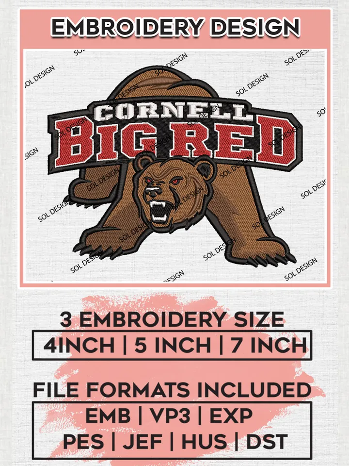 NCAA Cornell Big Red Team Mascot Logo embroidery designs, NCAA Cornell Big Red Logo Machine embroidery designs, NCAA Logo embroidery designs, NCAA Lopes Machine embroidery designs, Digital Download