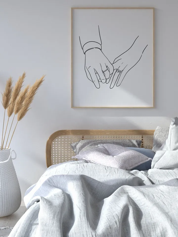 Holding Hands Wall Art, Hands Line Art, Line Drawing, Engaged Couple Hands, Couple Hands Printable, Valentines Day, Holding Hands