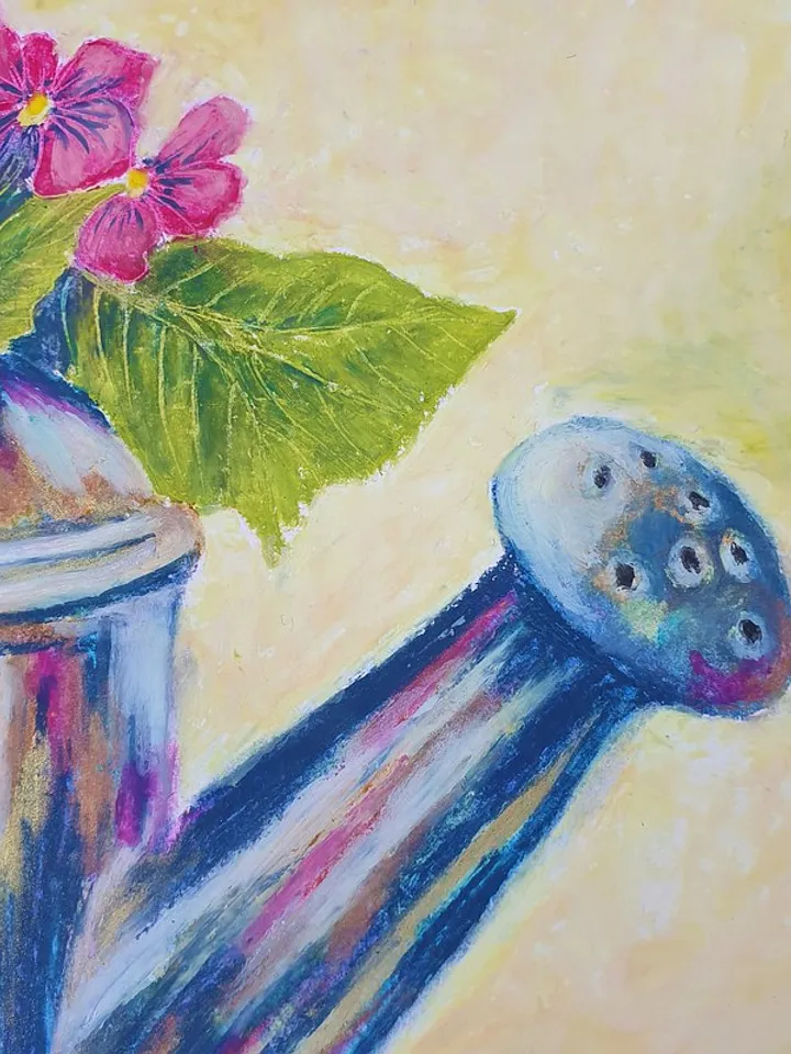 Violet Painting Pansy Original Art Floral Wall Art Flower Painting Oil Pastel