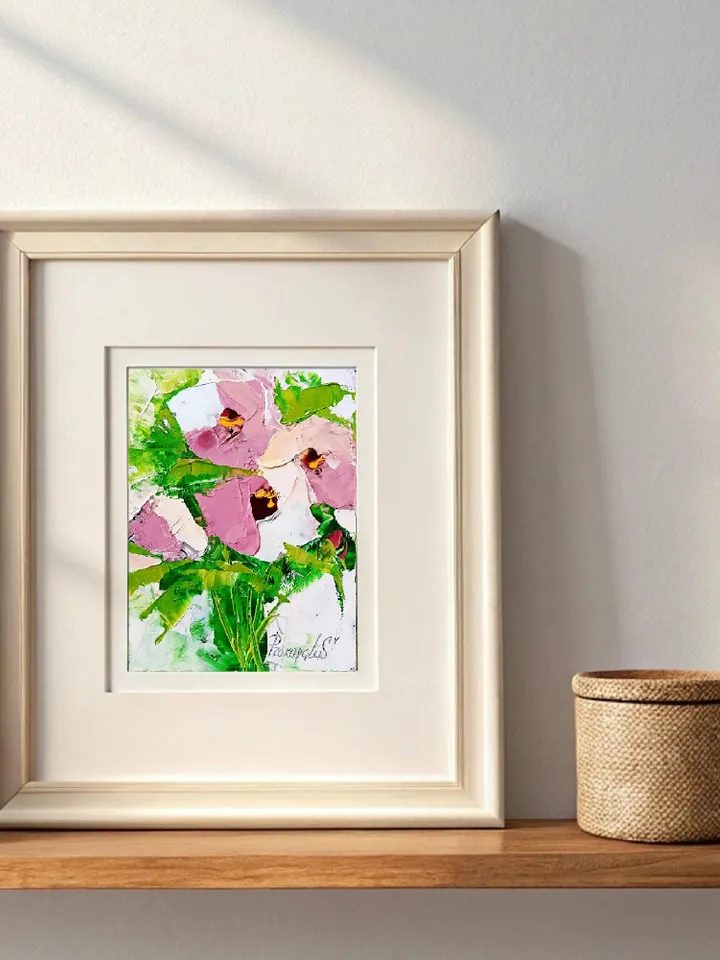 Peonies painting Flowers original oil painting Small Original art Peony wall art Pink peonies art Floral wall decor Mini art 7x5 painting