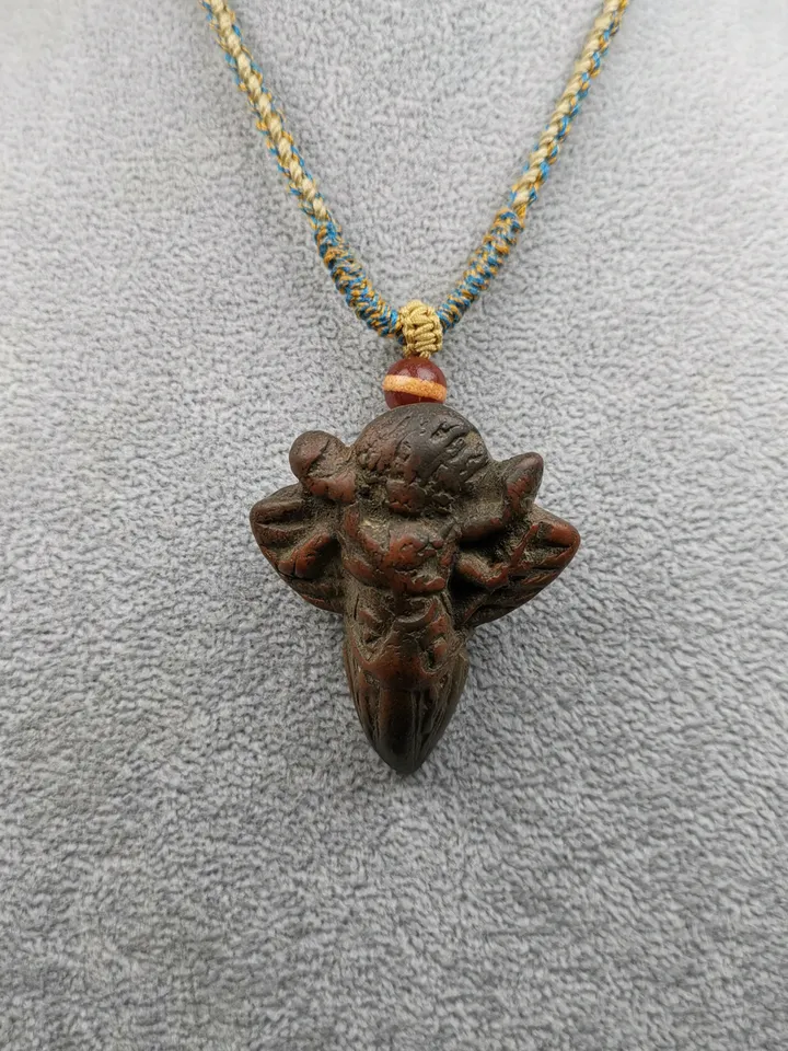 Gandhanra Old Tibetan Tsa Tsa Statue, Vajrakilaya Phurba Amulet Pendant,Buddhist Protector Deity,50 Years Old