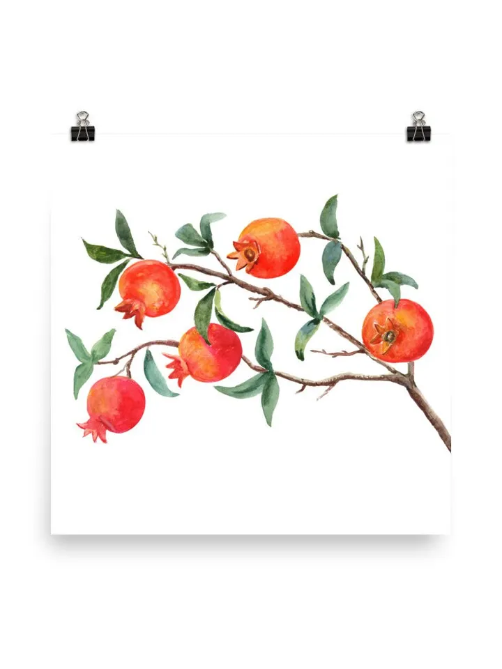 Pomegranate Tree Watercolor Painting Art Print ,Fruit Art Print ,Rustic Kitchen, Kitchen Artwork ,Botanical Print Tree Artwork,Red Art Print
