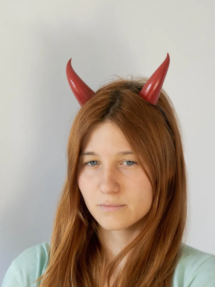 Small Devil Horns, Devil Horns Headband for Halloween, Photoshoot, Red Devil Horns, Realistic Fantasy Cosplay Horns