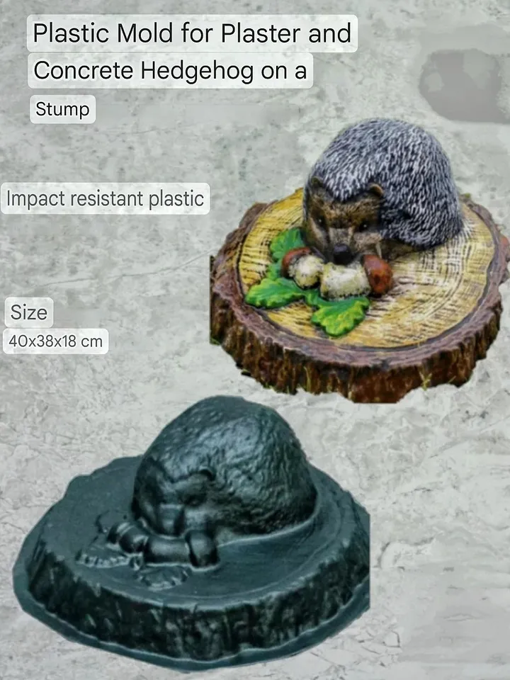 Plastic Hedgehog mold for pouring concrete and gypsum DIY