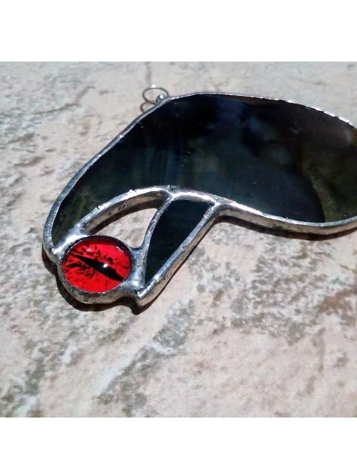 Glass black Raven necklace, Goth black crow necklace, Crow witch necklace, Halloween, Raven jewelry, witchy aesthetic