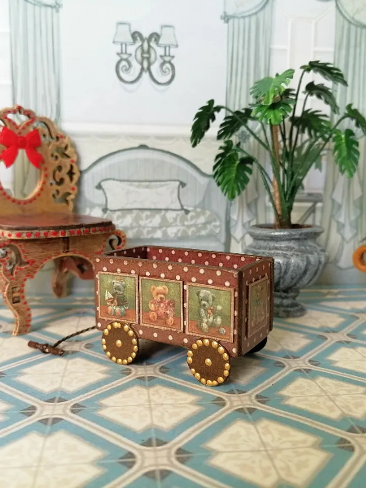 Trolley for dollhouse. Doll toy.1:12 scale.