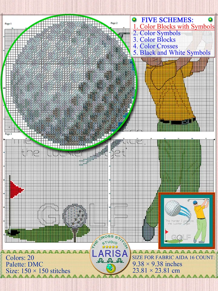 Golf Cross Stitch Pattern | Golfer | Golfing | Golf Player