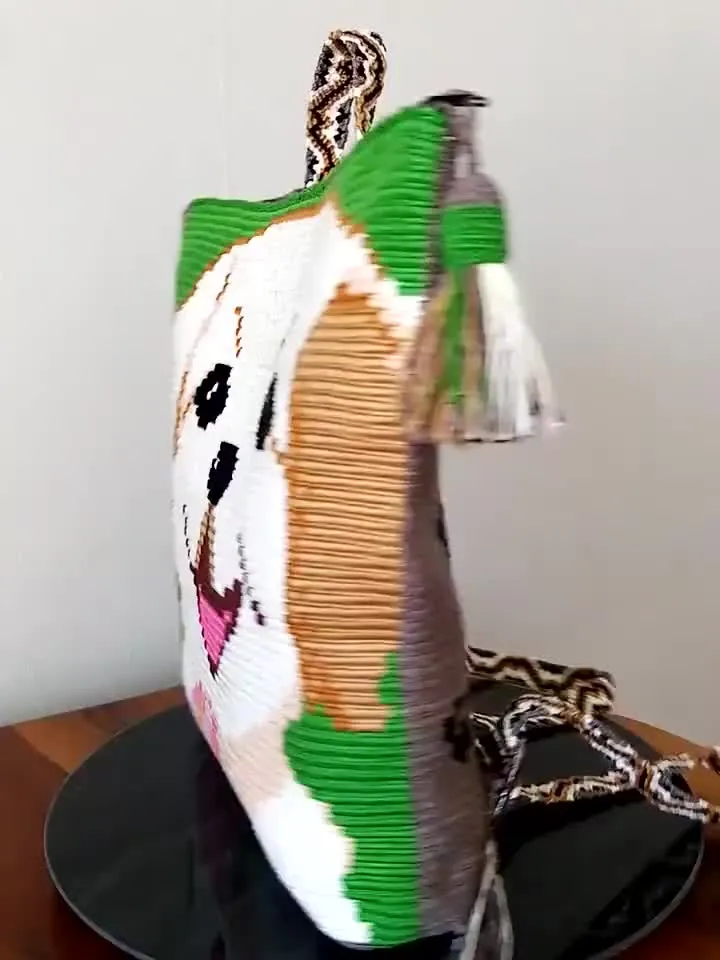 Animal crochet bag Crochet festival bag Art to wear purse Unique crochet bag Bohemian hippie bag Crochet bag Crochet bags zipper Wayuu bag