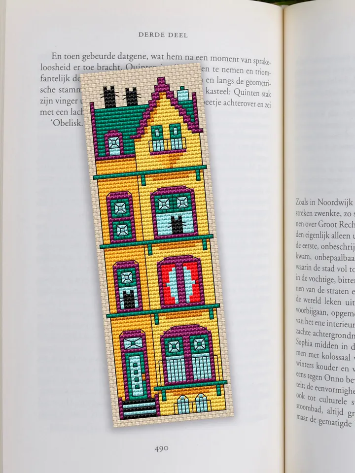 Cross stitch bookmark pattern Cat House