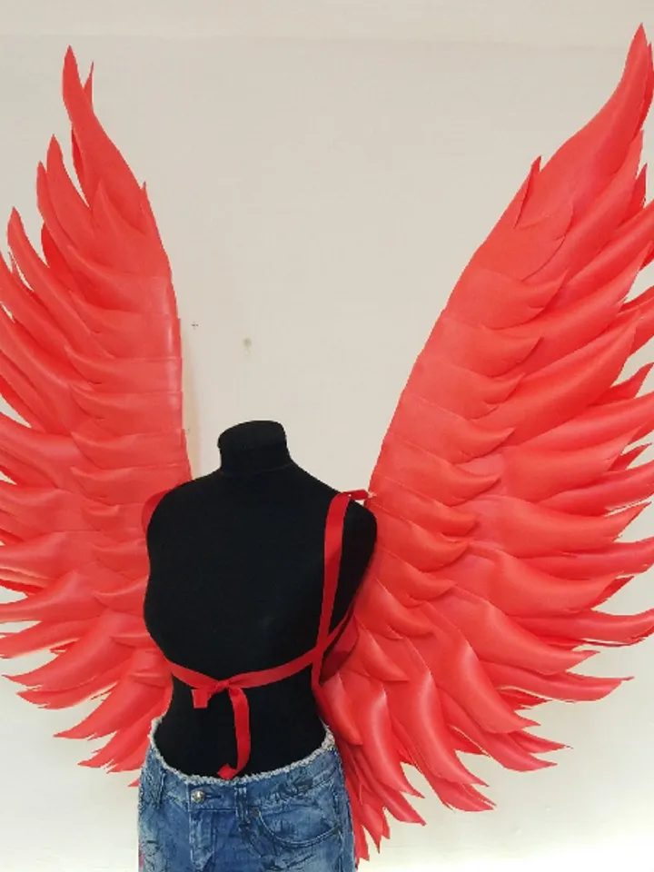 Red angel wings adult, angel wings costume, wings cosplay, Lucifer wings Large red angel wings, red wings party