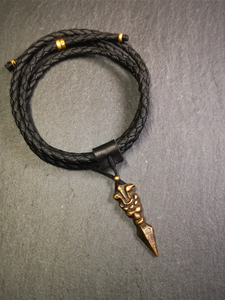 Gandhanra Vintage Tibetan Amulet,Snow Lion Kila(Dorje Phurba) , Trantic Buddhism Ritual Implement Pendant,Made of Brass,1.5"