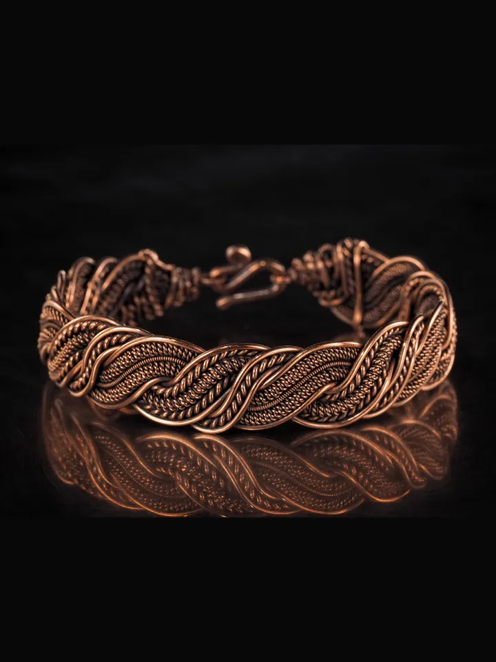 Woven copper wire bracelet Antique style handcrafted copper jewelry Unique gift