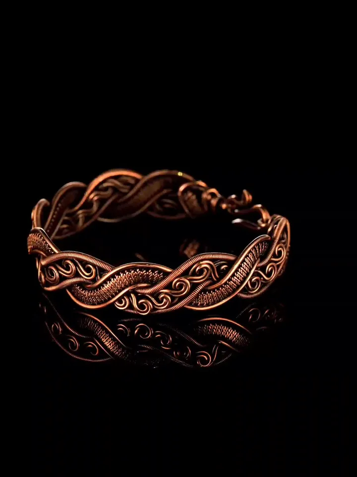 Wire wrapped copper bracelet for woman Antique style copper jewelry WireWrapArt