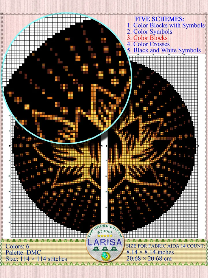 Gold Lotus Flower Cross Stitch Pattern | Gold Lotus