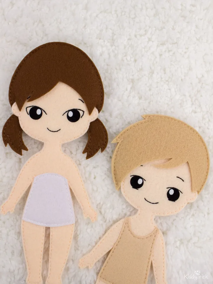 Felt Dress-Up Dolls Boy and Girl - Sewing Pattern