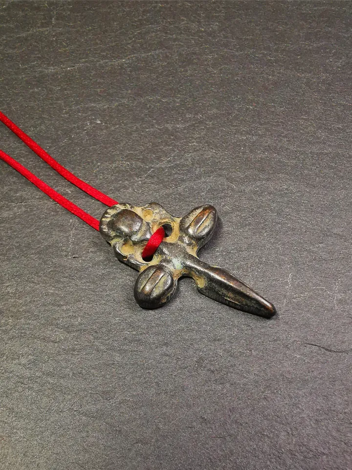 Gandhanra Vintage Phurba Amulet,Kila(Dorje Phurba) Pendant,Tibetan Budhist Ritual Implement,made of Thokcha,60 Years Old