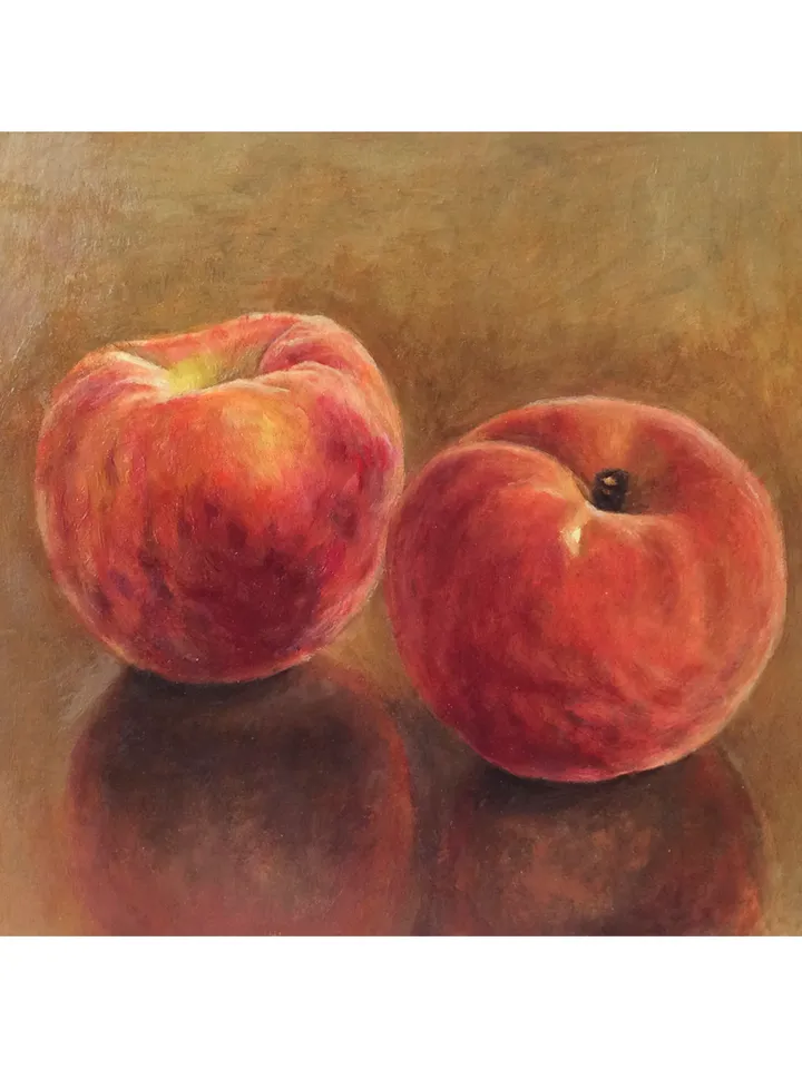 "Peaches" fruit oil painting still life original wall art picture small