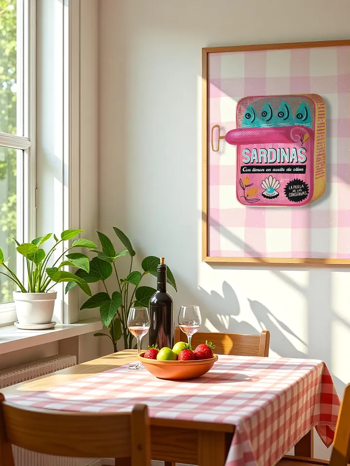 Sardines Print Sardine Tin Vintage Poster Retro Sardine Wall Art Fish Print Eclectic Wall Art Colorful Kitchen Art Maximalist Poster Digital