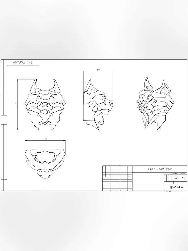 Welding Project Plans Drawings Lynx Head (DXF, PDF)