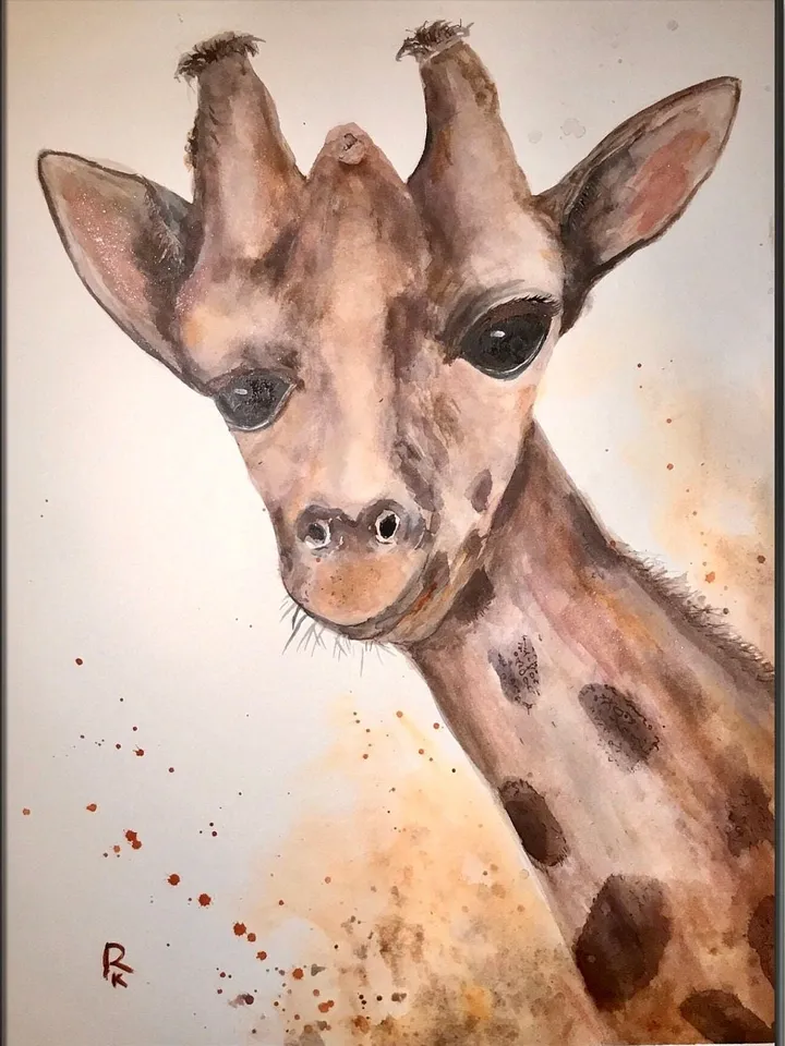 Giraffe original watercolour painting on watercolour paper,kid s room decoration,animals wall art,gift.