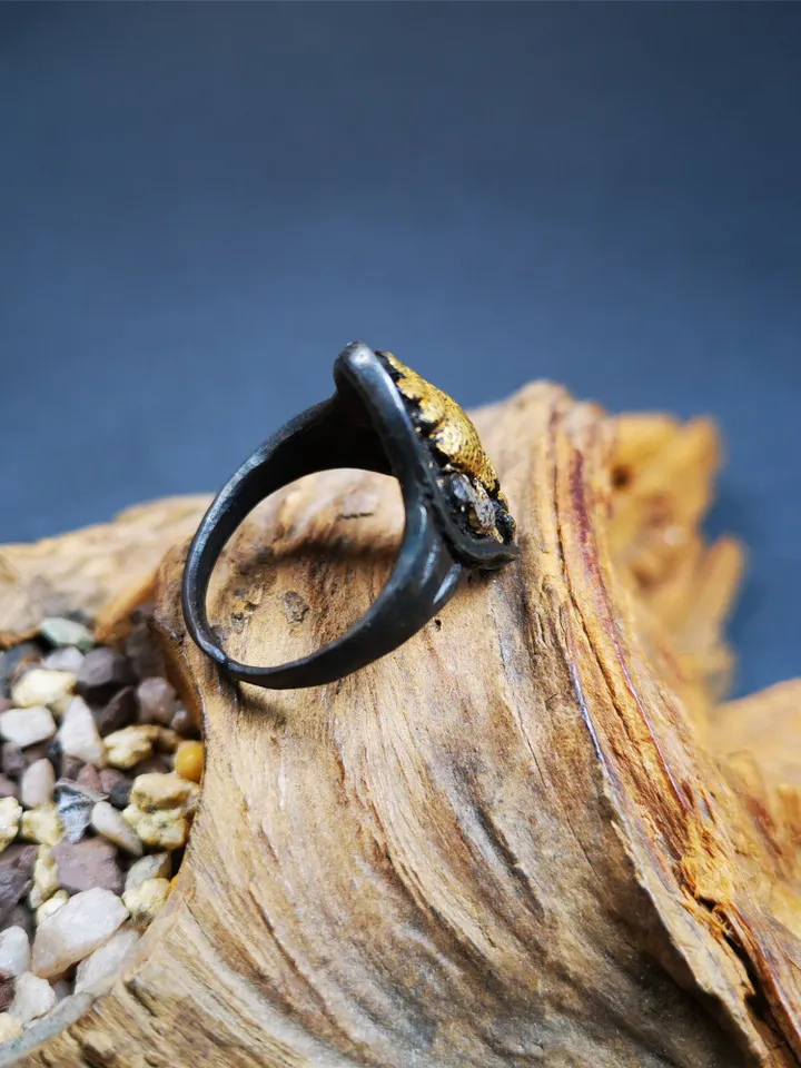 Gandhanra Unique Handcrafted Tibetan Buddhist Shankha Conch Ring,Made of Pure Gold Filled and Silver Filled,Protection Jewelry,Adjustable