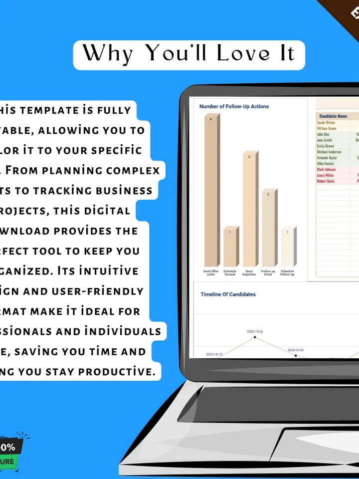 Post-Interview Follow-up Tracker Template, Editable Google Sheets, HR Recruitment Process Management Tool