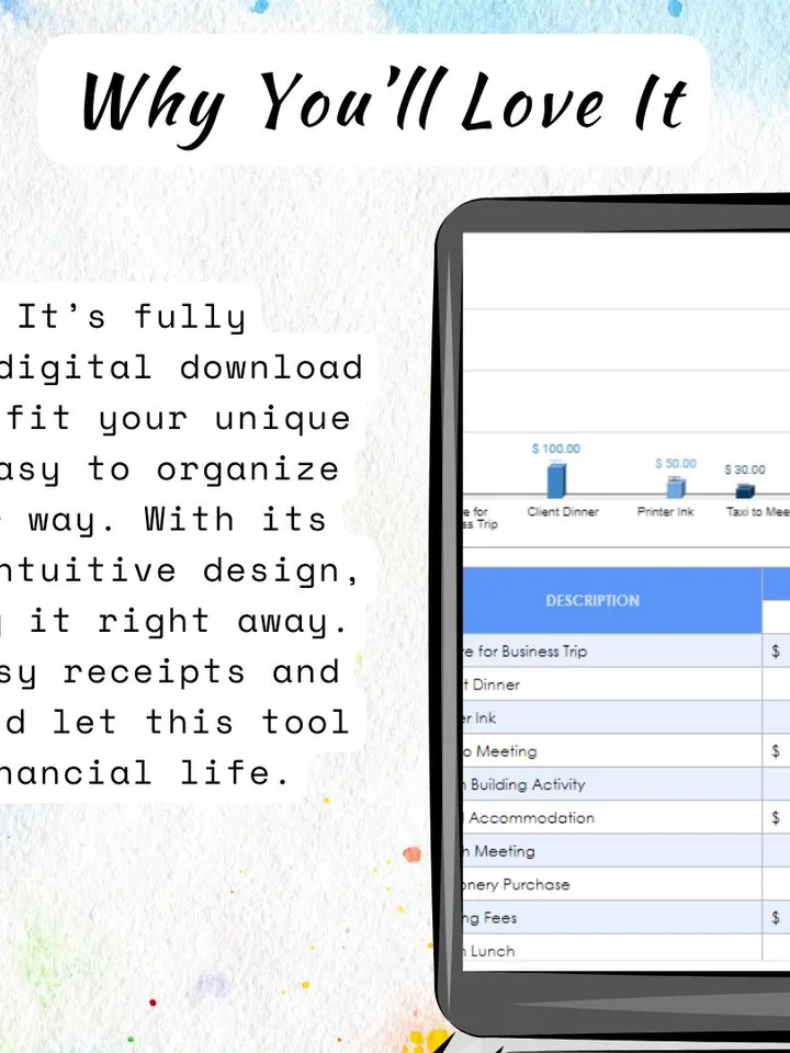 Expense Report Template | Editable, Easy-to-Use Google Sheets | Digital Download for Small Business, Freelancers, and Event Planners