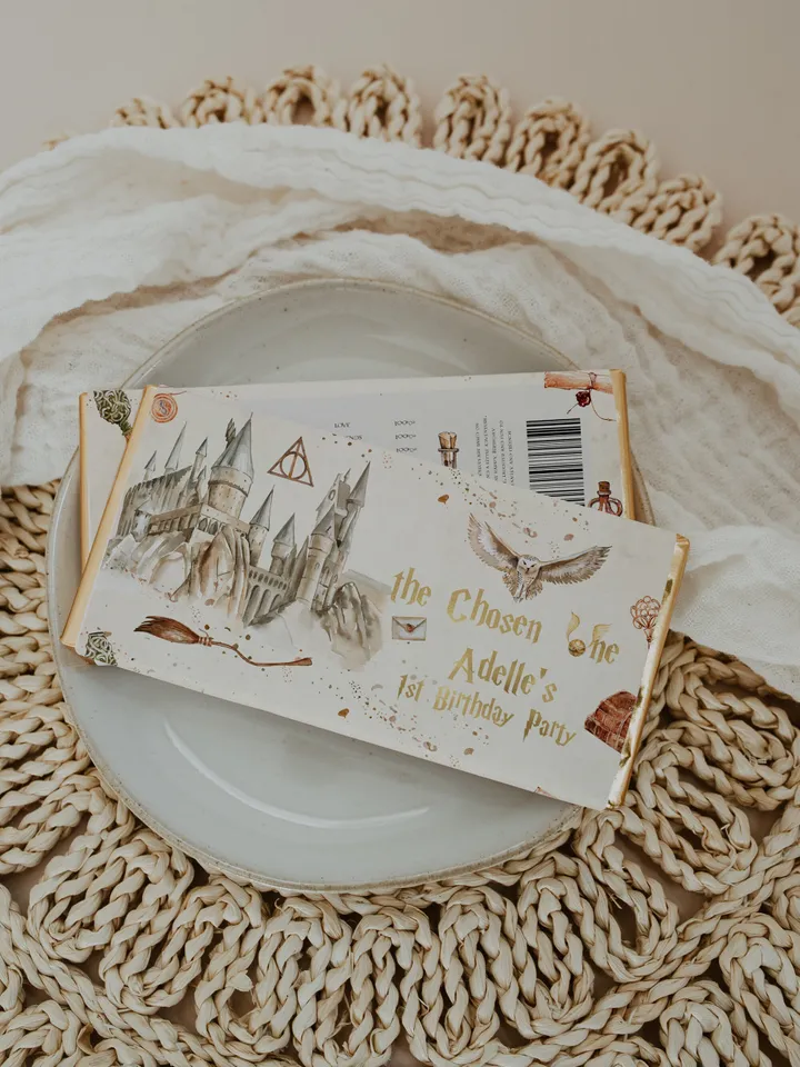 Editable Chocolate Bar Wrap Label Birthday Party; Magic School 1st Birthday; Printable Chocolate Bar Wrapper; Magical Decoration; WMS12