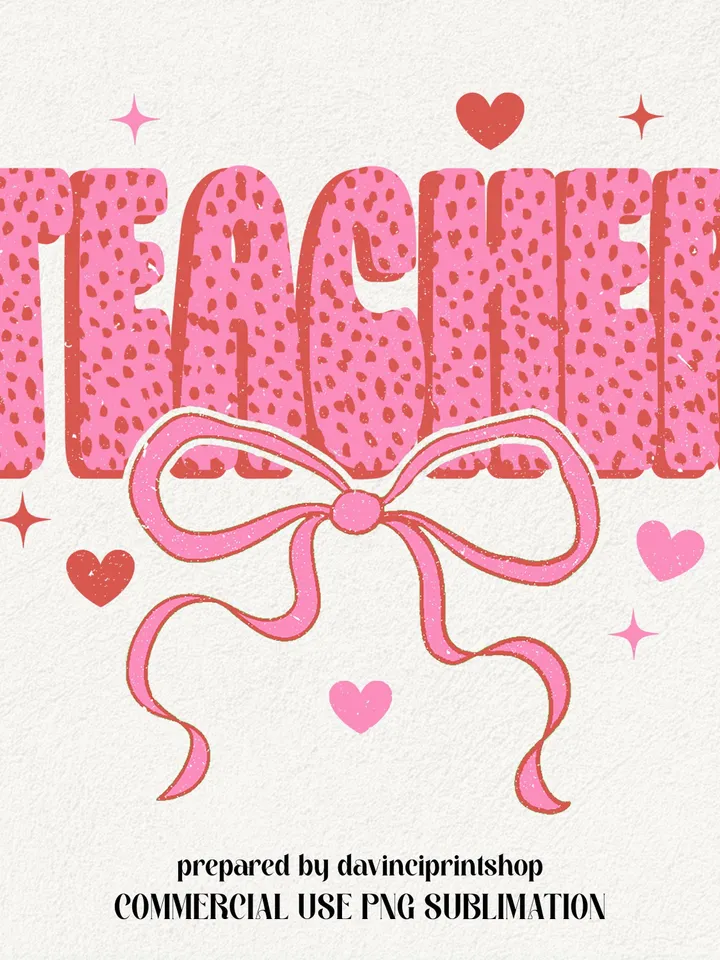 Valentine Teacher coquette png, Valentines png, Pink Bow png, Pink Teacher png, Retro Valentines png, Teacher Valentines, Gift for Teacher