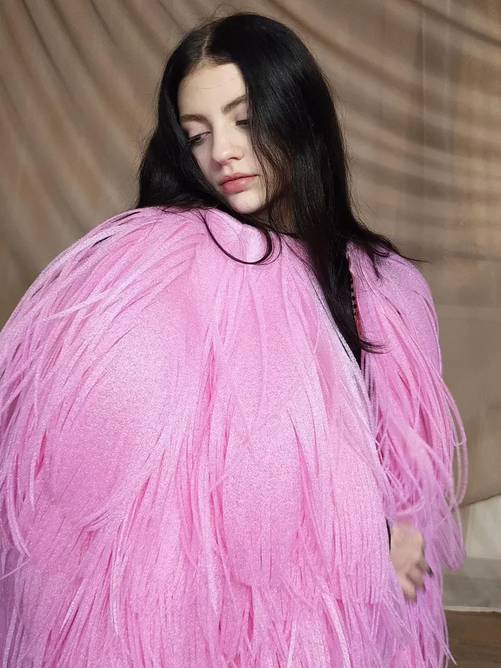 Feature cape, feathers fur coat, feathers, cape