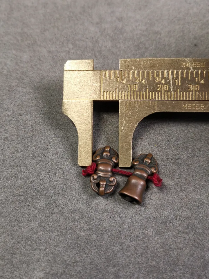 Gandhanra Handmade Tibetan Amulet Pendant,Mini Vajra and Dorje Bell, Mala Marker Bead Accessories, Made of Red Copper