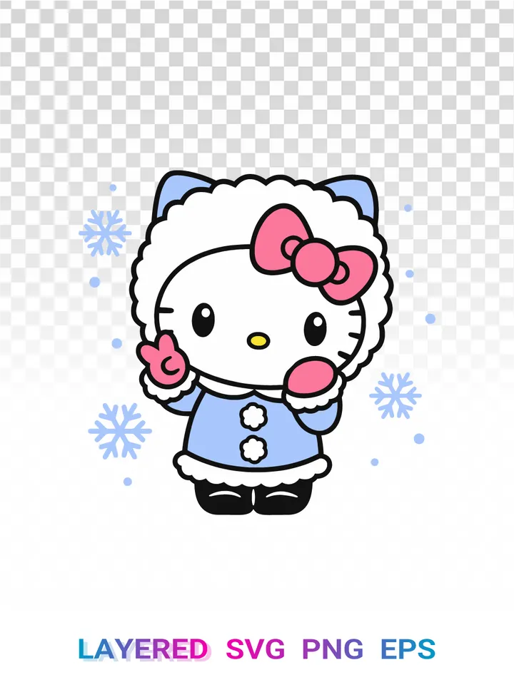 ❄️ Hello Kitty Christmas SVG, Winter Sanrio PNG, Cricut