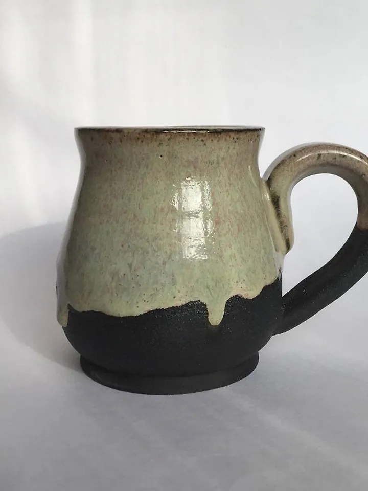 Rose, green and black galaxy glazed stoneware mug