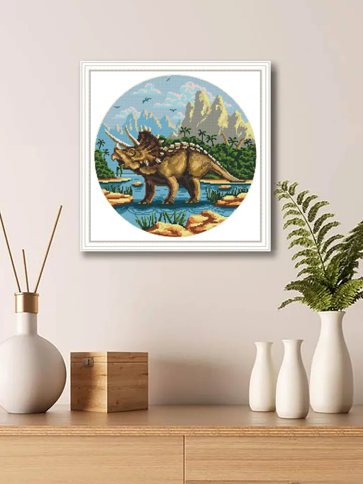 Dinosaur cross stitch pattern download PDF Ancient animal cross stitch set, Dinosaur world cross stitch Nature landscape embroidery PDF #S55