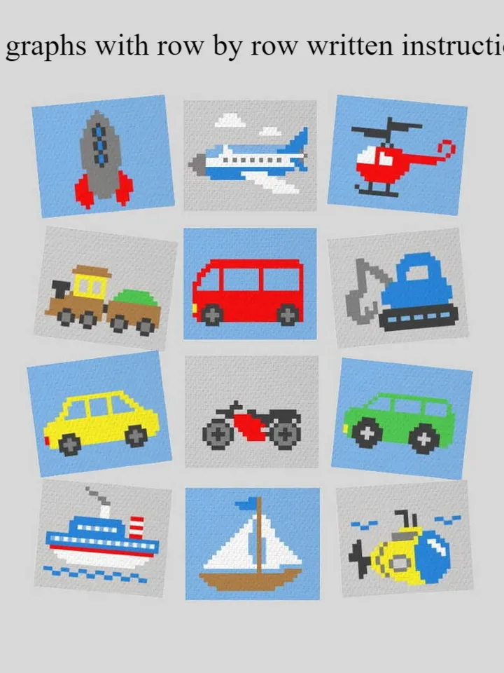 Crochet C2C Vehicle Collection graphgan blanket pattern