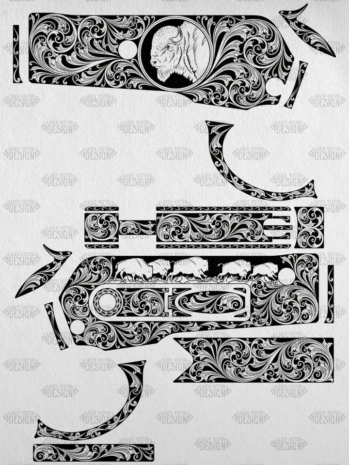 VECTOR DESIGN Winchester 1886 Buffalo and scroll