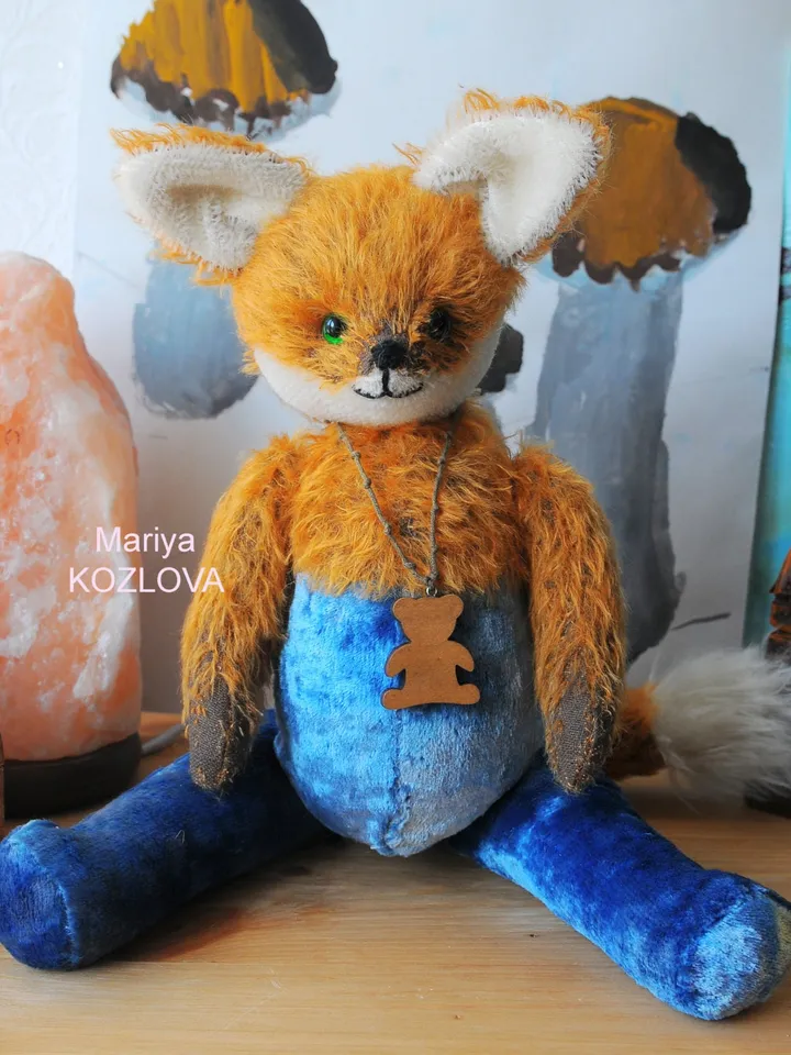 DIY Funny Fox in Pants PDF Pattern for 14" (36 cm) fully jointed stuffed toy teddy friend orange fox sewing pattern pdf