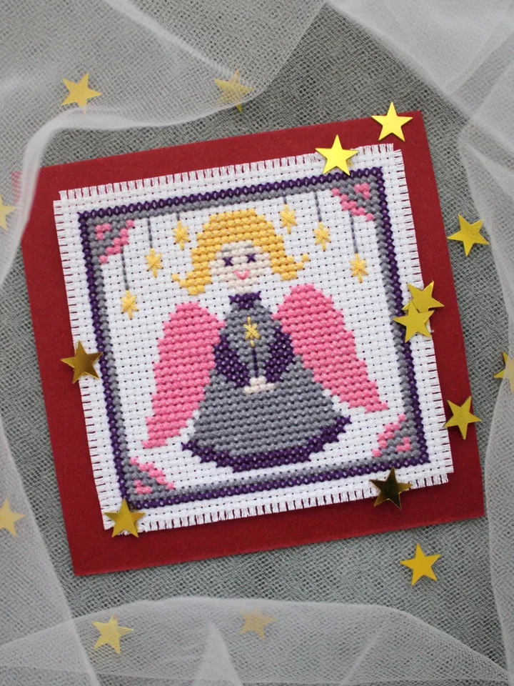 Cross stitch pattern Christmas Angel, easy cross stitch pattern PDF, holiday card idea