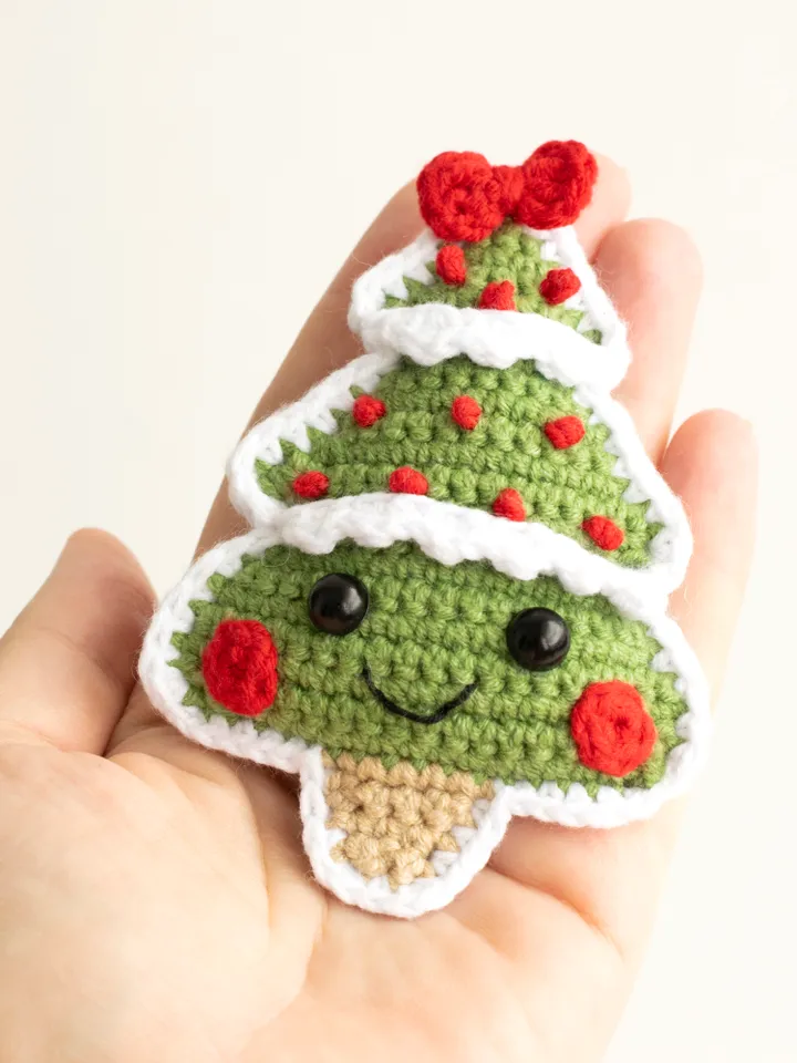 Crocheted Christmas tree car accessory for women, rear view mirror charm, car pendant, cute winter car hanging