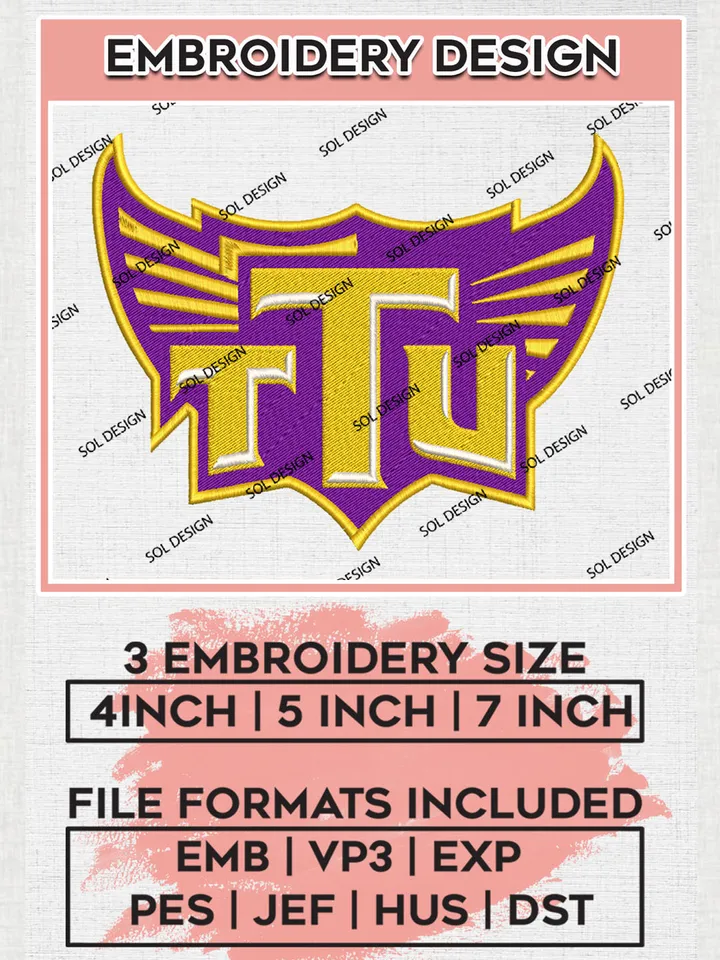 NCAA TTU Golden Eagles Team Logo Embroidery Design Files, NCAA Tennessee Tech Golden Eagles Machine Embroidery, NCAA Teams, 3 sizes, NCAA Machine embroidery designs, Digital Download