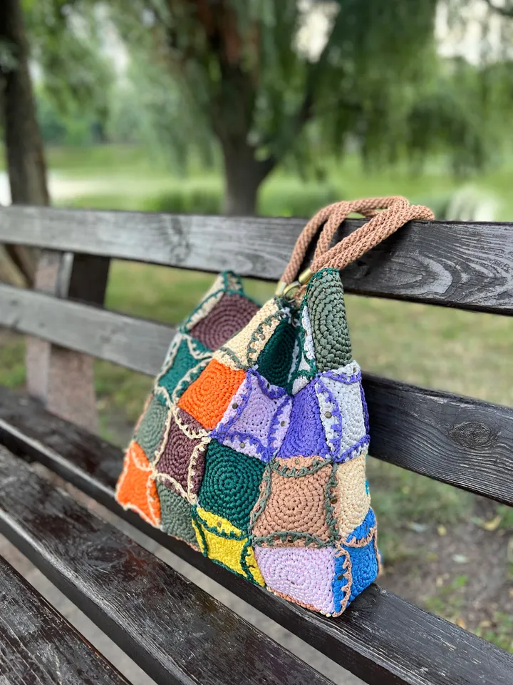 Crochet pattern big bag with raffia PDF digital instant download, tote, market bag, pouch, farmer bag