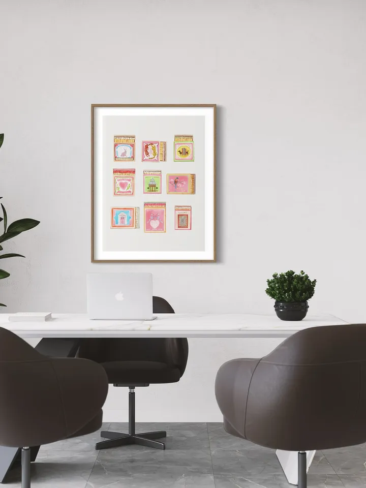 Matchbox Art Collection Print, Watercolor Painting, Vintage Matchbox, Pastel Print, Retro Art Print, Match Box Print, Game Room Art